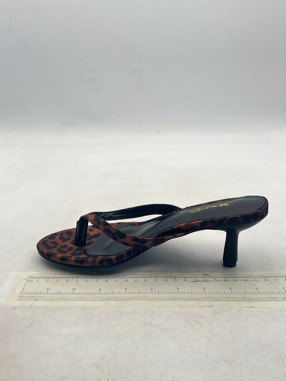 XYD Leopard Thong Slide Sandals Open Toe Slip On Flip Flops Mid Heels Shoes